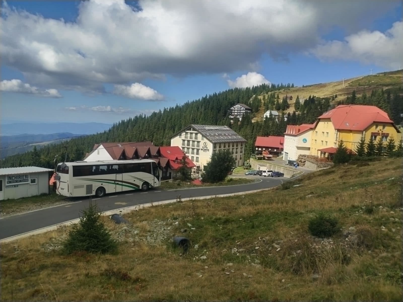 Coach in a mountain village