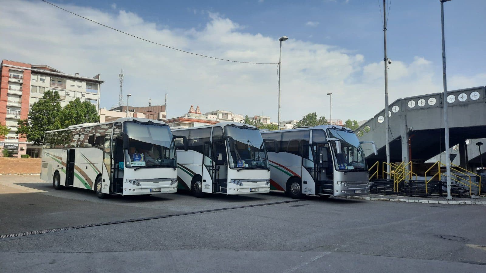 Coaches parked in a yard