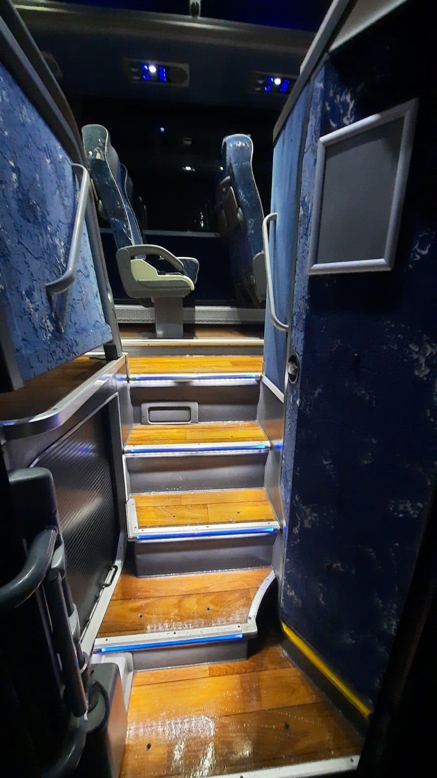 Entrance to the Van Hool coach with stairs