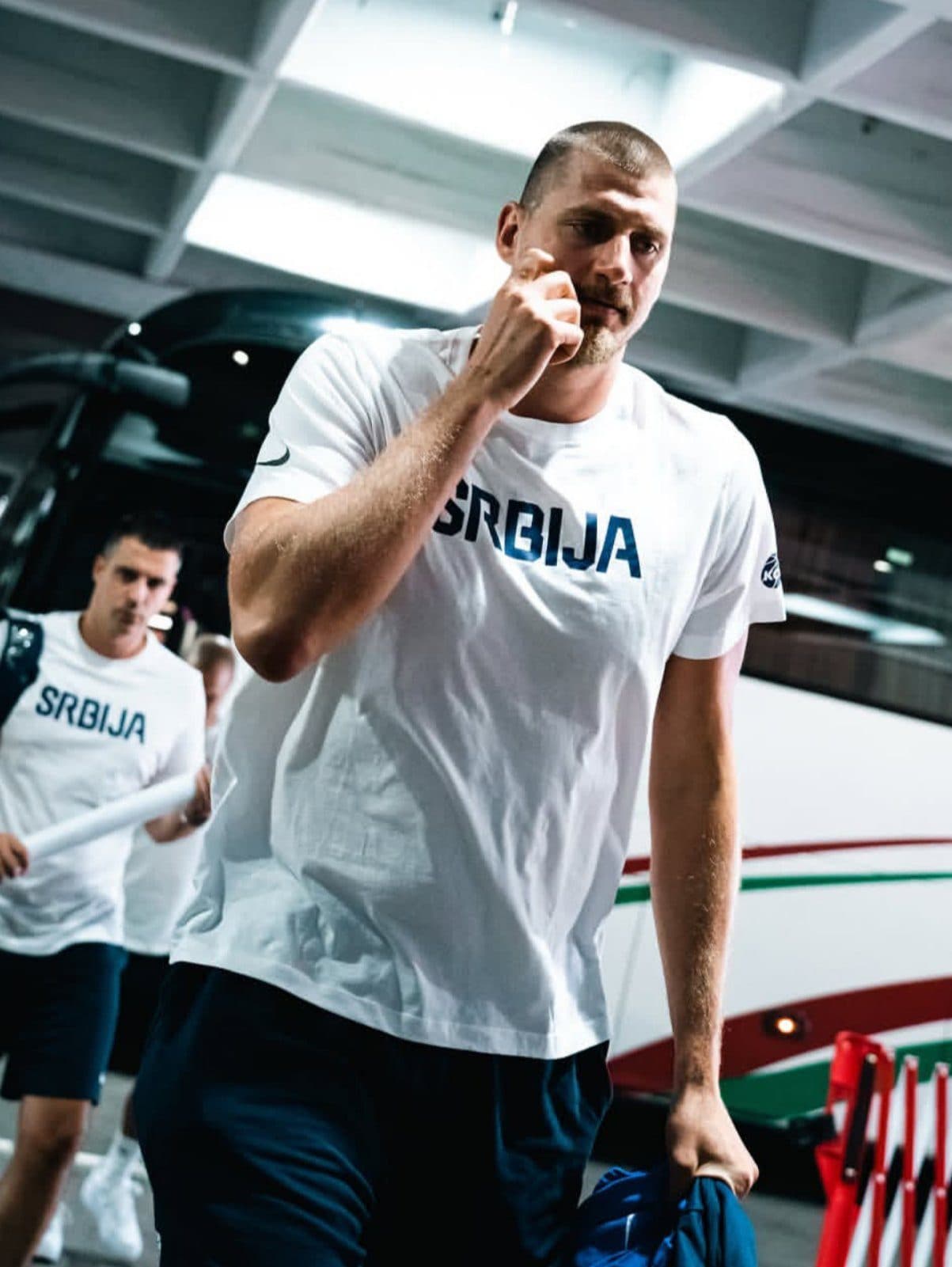 Nikola Jokić stepping off the BAS PREVOZ coach