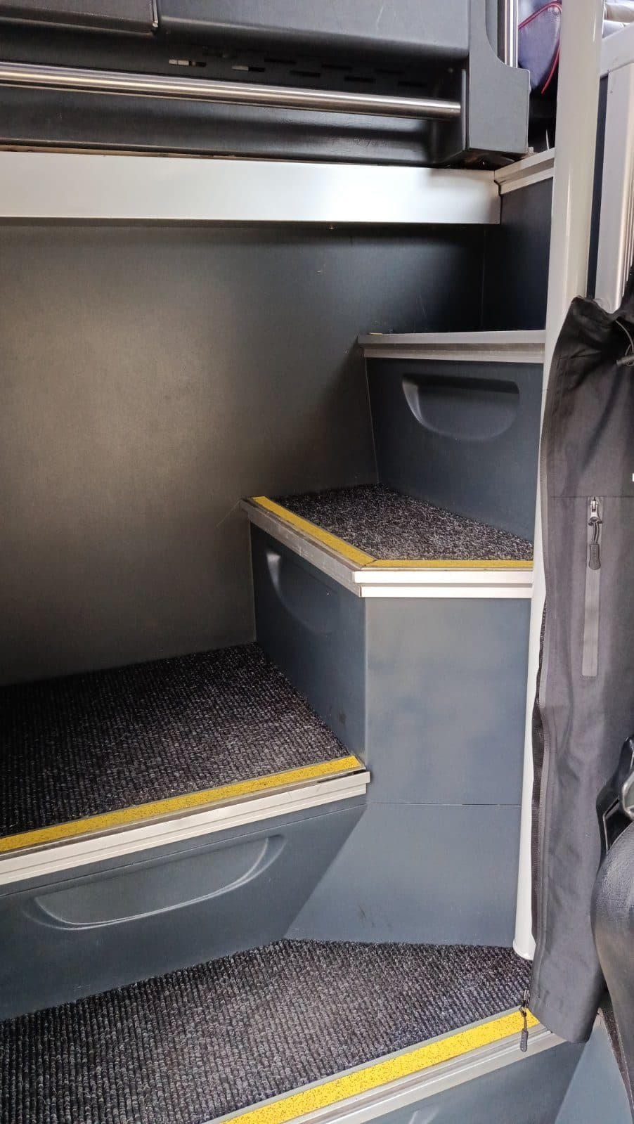 Stairs to the upper deck of the VDL Synergy VIP